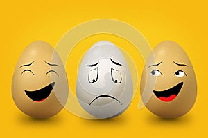 Three eggs yellow and white