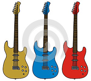 Three electric guitars