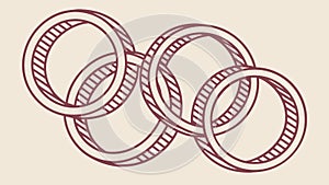 Three Elegant Interlocking Rings Illustration, vector design Generative AI