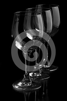 Three elegant wine glasses