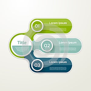 Three elements banner. 3 steps design, chart, infographic