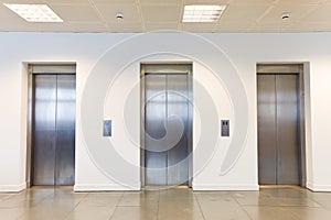 Three elevators in office building