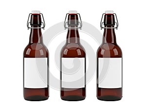 Three empty beer bottles