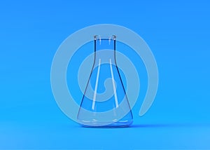 Three empty erlenmeyer flask on yellow background