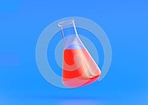 Three empty erlenmeyer flask on yellow background