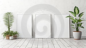 Empty frames against a textured wall photo