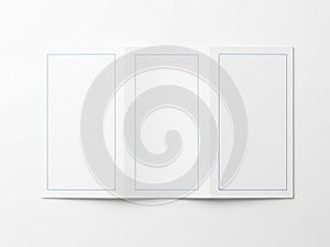 Three empty frames isolated on white background