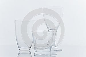 Three empty glasses