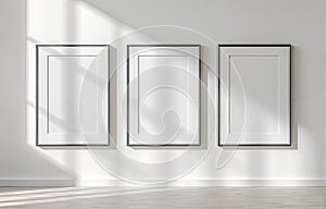 Blank Picture Frames Mockup on White Wall