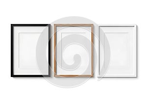 Three empty picture frames