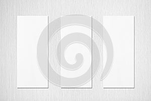 Three empty white vertical rectangle poster menu mockups