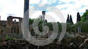 The Three Exedras building ruins of Villa Adriana or Hardrians Villa archaeological site of Unesco in Tivoli - Rome -