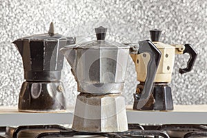 three express coffee makers on work