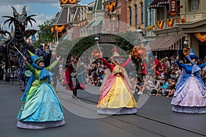 Three Fairies of Sleeping Beauty in Disney Festival of Fantasy Parade at Magic Kigndom 1