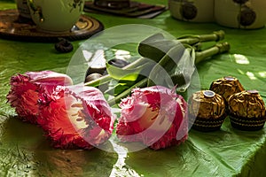 Three Fancy Frills Fringed Tulips and sweets for my beloved