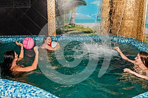 Three female friends in swimming-pool