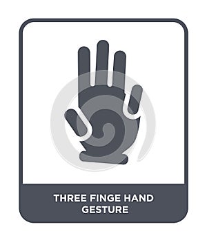 three finge hand gesture icon in trendy design style. three finge hand gesture icon isolated on white background. three finge hand