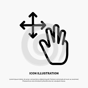 Three, Finger, Gestures, Hold Line Icon Vector