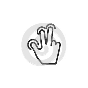Three finger pinch gesture line icon