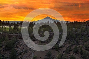Three Fingered Jack Mountain at Sunset in Central Oregon