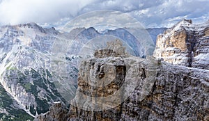 Three Fingers Rock Tre Dita on Tofanes Massif, Dolomites, Italy photo