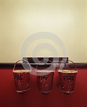 Three fire buckets