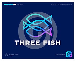 Three Fish icon. Consists of intertwined lines. Identity. App button.