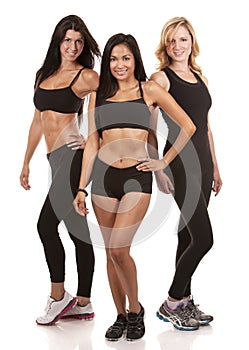 Three fitness women