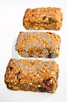 Three flapjack pieces in a row photo