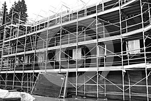Three floor of scaffolding in a construction site photo