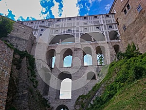 Three floors castle bridge in ÄŒeskÃ½ Krumlov, south Bohemia