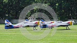 The Flying Bulls Aerobatics Team Zlin-50LX preparing for taxiing for take-off.