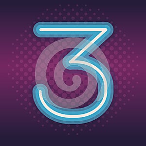 Three font number neon