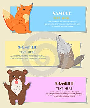 Three Forest Predatory Animals on Alphabet Images