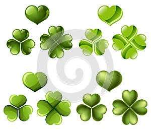 Three and four leaf clover set