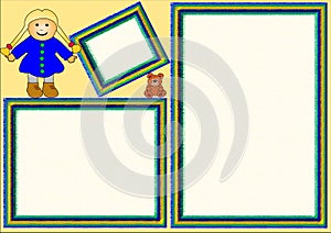 Three frames with toys