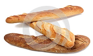 Three French baguettes photo