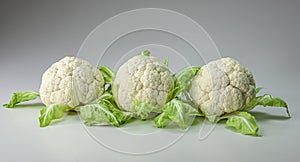 Three fresh cauliflowers
