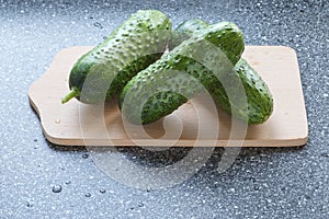 Three fresh cucumbers