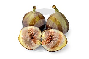 Three fresh figs fruit isolated on white background