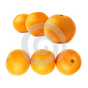 Three fresh juicy grapefruits composition isolated over the white background
