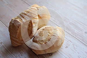 Three fresh rolls, fresh, crispy bread, nicely baked wheat rolls