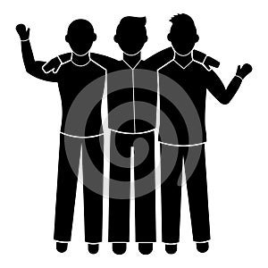 Three friend brotherhood icon, simple style photo