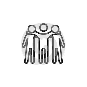 Three friend standing line icon