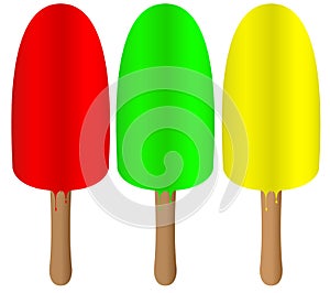 Three fuity ice lollies