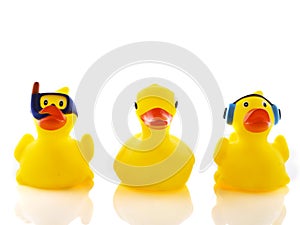 Three funny bath ducks