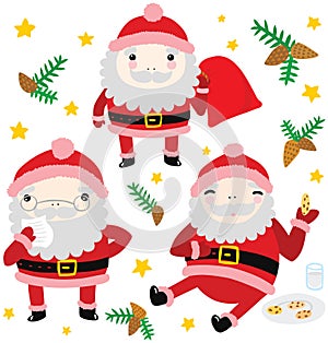 Three Funny Santa Characters