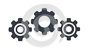 Three Gears or Cogs Icon for Process and System, vector design Generative AI