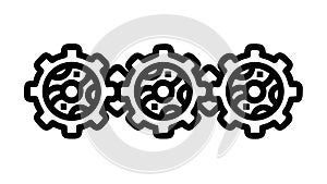 Three Gears Connected, Mechanical Process Outline Vector, vector design Generative AI