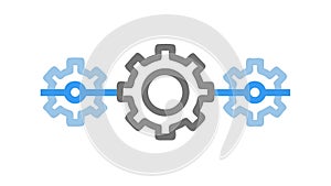 Three Gears Icon: Workflow Process Flat Design, vector design Generative AI